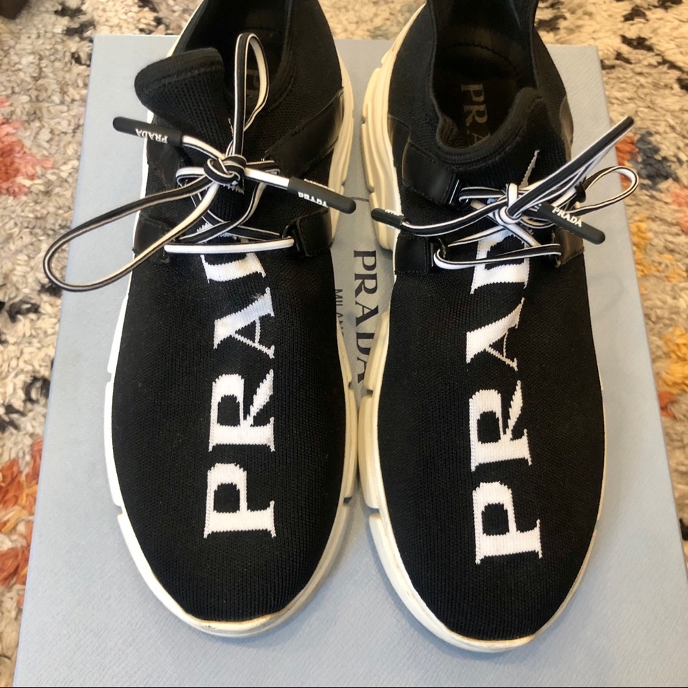 Prada Logo Knit Sneakers